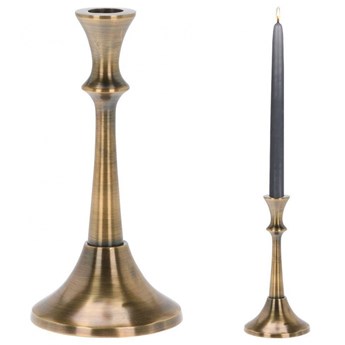 Świecznik aluminiowy stojak podstawka na długą świecę świeczkę złoty stare złoto 20 cm kod: O-569247