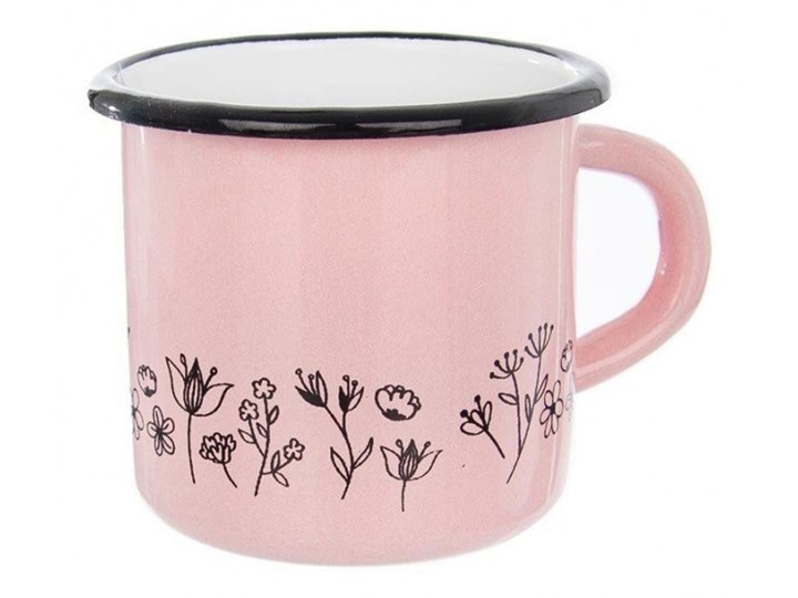 Kubek garnek garnuszek emaliowany retro 0,4 l kwiaty różowy kod: O-113147 Stal pokryta emalią Stal nierdzewna Średnica 8 cm