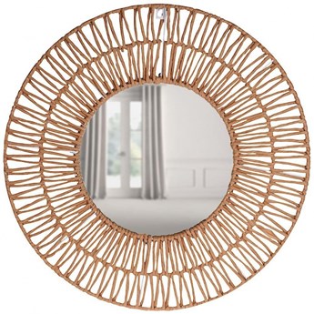 Lustro plecione boho w ramie z szarego papieru okrągłe 60 cm kod: O-569035