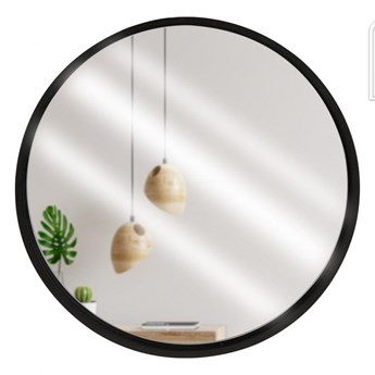 Lustro w czarnej drewnianej ramie okrągłe ścienne łazienkowe do salonu czarne 40 cm kod: O-569200