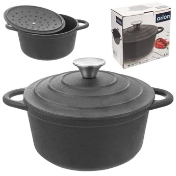 Garnek żeliwny z pokrywką kociołek odlewany ciężki brytfanna 20 cm 2,7 l kod: O-113301