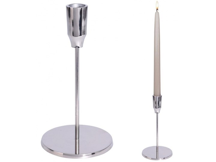 Świecznik aluminiowy stojak podstawka na długą świecę świeczkę srebrny 19,5 cm kod: O-569241