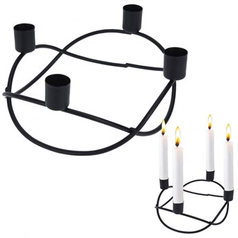Świecznik na 4 świece metalowy czarny podstawka pod świecę na świeczki loft adwentowy kod: O-569158
