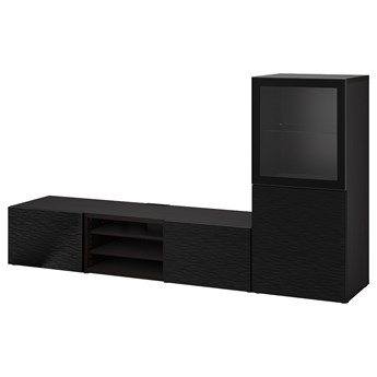 IKEA BESTÅ Kombinacja na TV/szklane drzwi, Czarnybrąz Glassvik/Laxviken czarny, 240x42x129 cm