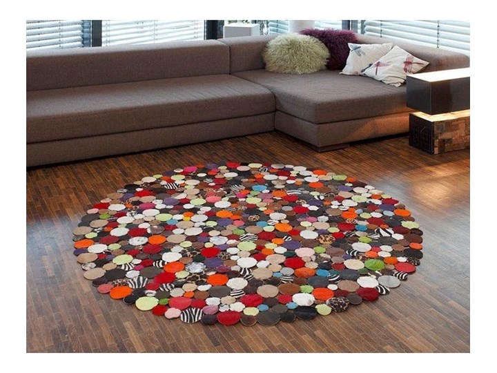 Dywan Circle Ø150 cm kolorowy 150x150 cm Wzór Geometryczny Skóry Skóra Okrągły Dywany Kolor Wielokolorowy