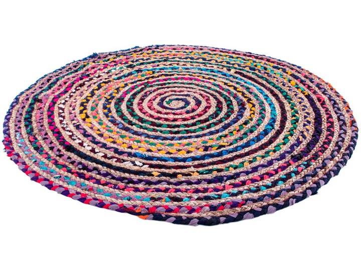 Dywan bawełniany kolorowy 100 cm Dywany Juta Bawełna Okrągły 100x100 cm Kolor Wielokolorowy