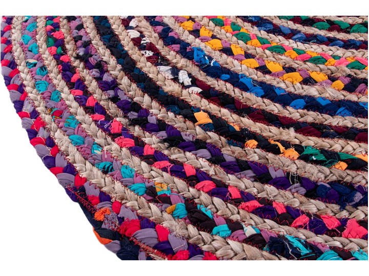 Dywan bawełniany kolorowy 100 cm Kolor Wielokolorowy Dywany Okrągły Bawełna Juta 100x100 cm Pomieszczenie Salon