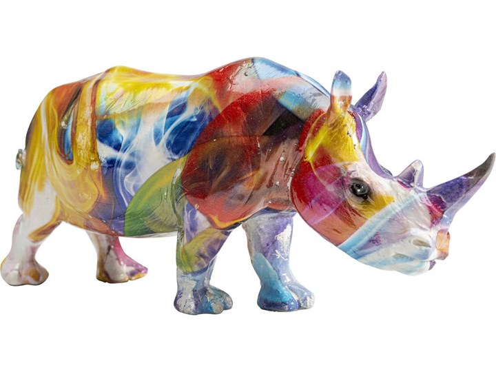 Figurka dekoracyjna Colored Rhino 17x8 cm Zwierzęta Kolor Biały