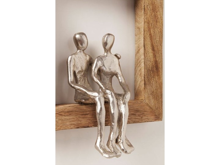 Figurka dekoracyjna Frame Loving Couple 23x30 cm Drewno Metal Kolor Biały
