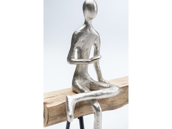Figurka dekoracyjna Spare Bench 38x24 cm naturalna Drewno Kategoria Figury i rzeźby Metal Kolor Biały