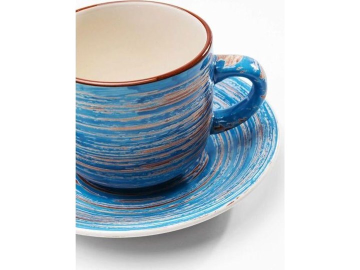 Filiżanka 250 ml ze spodkiem Ø15 cm Swirl niebieska Ceramika Filiżanka ze spodkiem Kategoria Filiżanki Kolor
