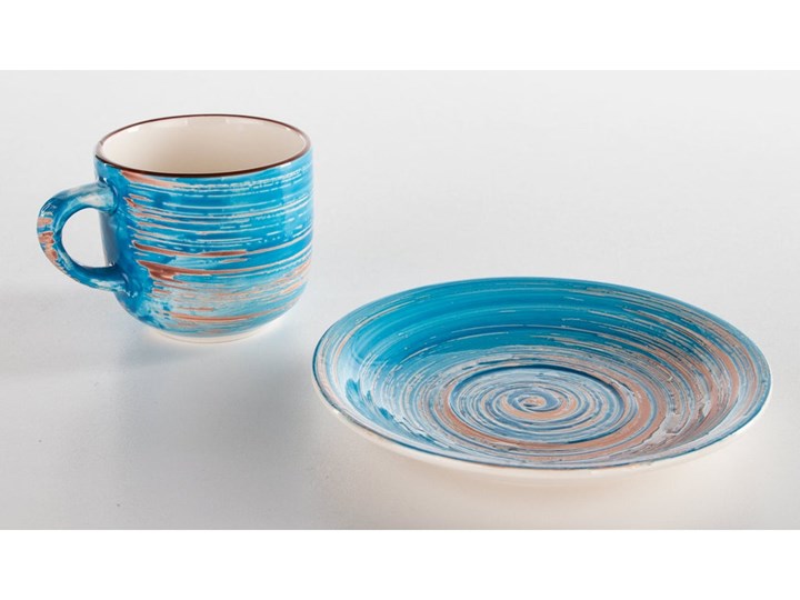 Filiżanka 250 ml ze spodkiem Ø15 cm Swirl niebieska Filiżanka ze spodkiem Ceramika Kategoria Filiżanki