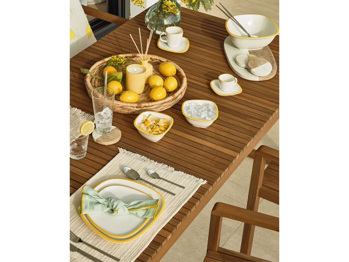 Filiżanka do kawy ze spodkiem Odalin porcelanowa biało-żółta Filiżanka ze spodkiem Filiżanka do espresso Kolor Biały Porcelana Ceramika Kolor Żółty