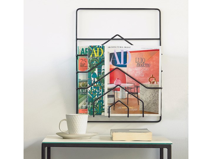 Gazetnik ścienny Yamine czarny 33 x 45 cm Kategoria Gazetniki Kolor Biały