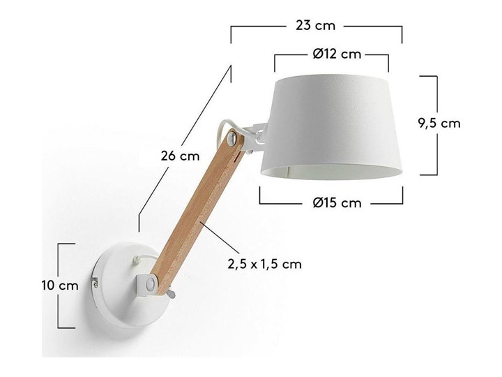 Lampa ścienna Muse biała Drewno Metal Kolor Biały