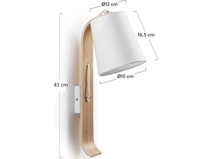 Lampa ścienna Repcy biało-drewniana Kategoria Lampy ścienne Drewno Kinkiet z abażurem Tkanina Kolor Biały