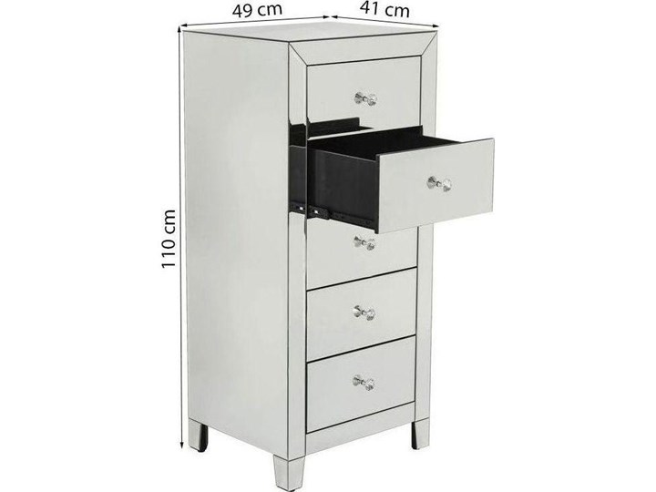 Komoda Luxury 49x110 cm lustrzana Kategoria Komody Z szufladami Szkło Szerokość 49 cm Lustro Kolor Biały