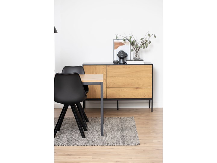 Komoda Favors 120x82 cm 3 szuflady czarno-naturalna Z szafkami i szufladami Szerokość 120 cm Płyta meblowa Metal Głębokość 40 cm Płyta MDF Styl Industrialny