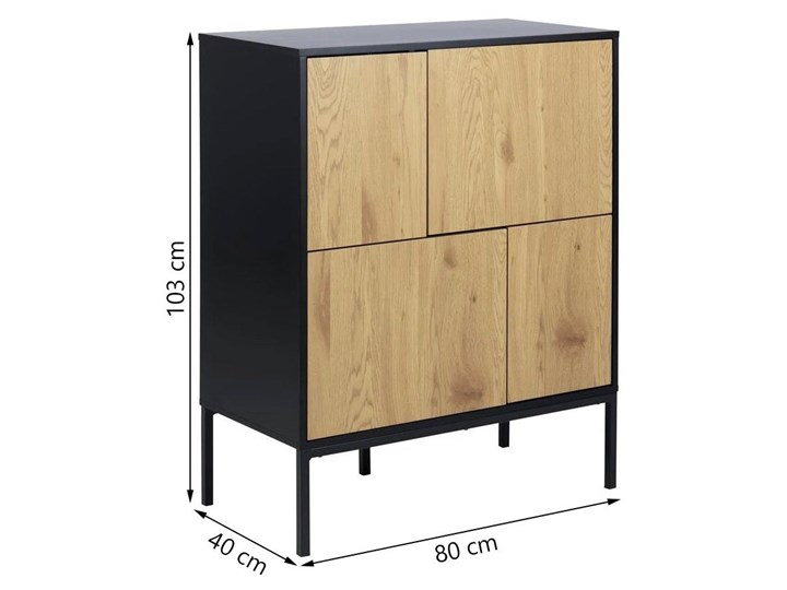 Komoda Favors 80x103 cm Metal Płyta MDF Płyta laminowana Płyta meblowa Kategoria Szafki i regały Kolor Biały