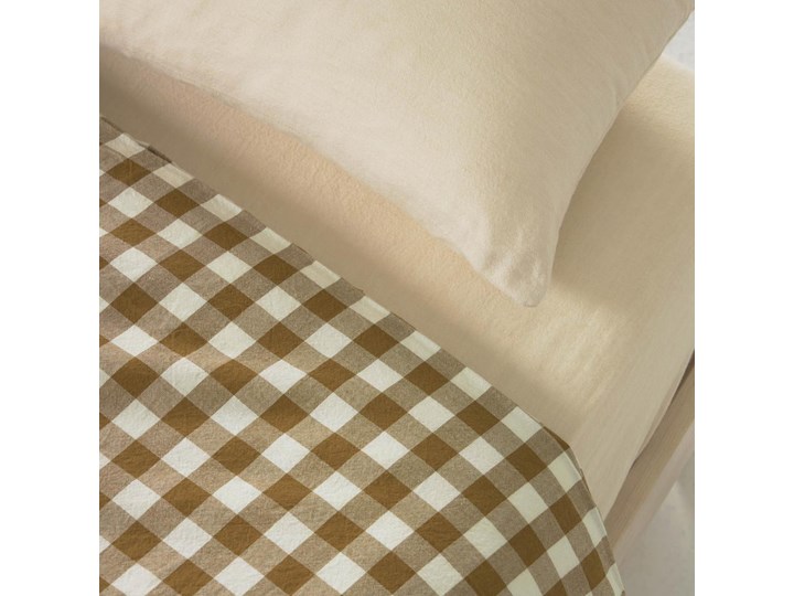 Komplet pościeli Indalina 70x120 cm bawełna brązowy - krata Wzór Kratka