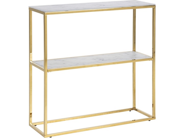 Konsola Estelle 80x81 cm biała Metal Szkło Szerokość 80 cm Głębokość 80 cm Kolor Biały
