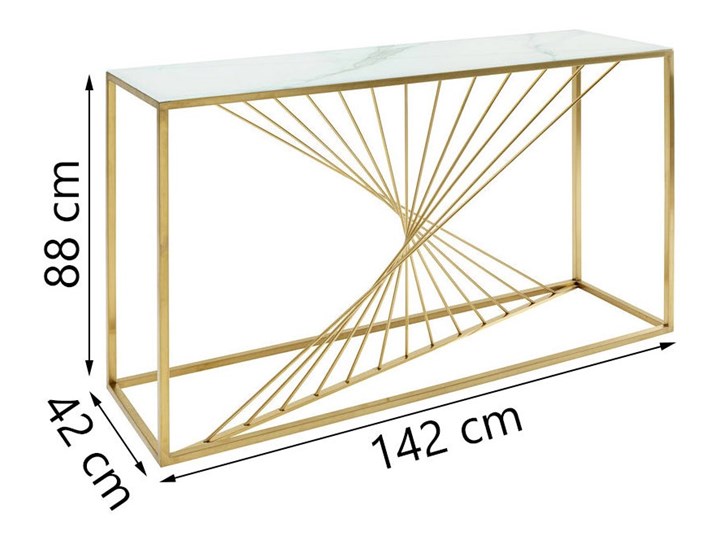 Konsola Art Marble 142x42 biało-złota Wysokość 142 cm Szkło Kolor Złoty Stal nierdzewna Szerokość 142 cm Kolor Przezroczysty
