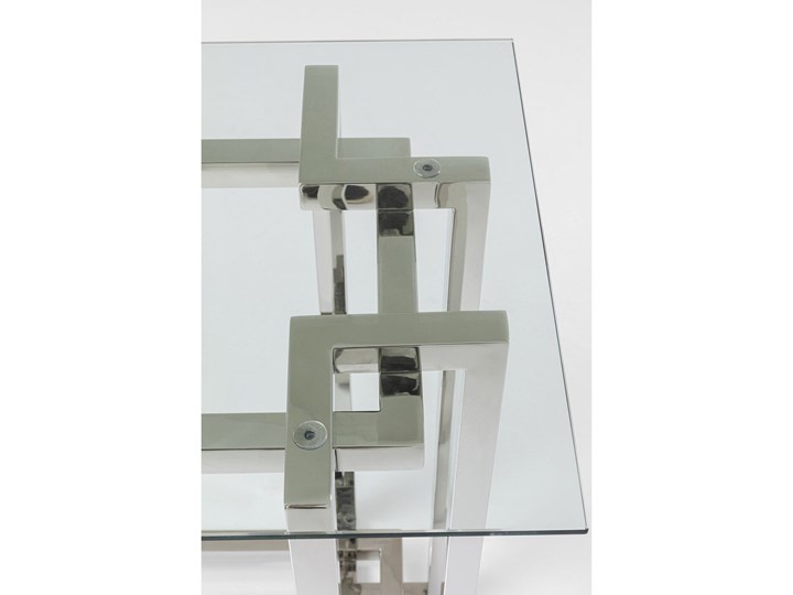 Konsola Clara 145x48 cm srebrna - blat szklany Kolor Biały Szkło Szerokość 145 cm Kategoria Konsole
