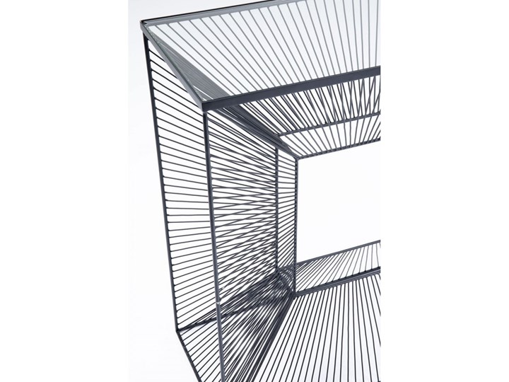 Konsola Dimension 81x36 cm czarna Wysokość 81 cm Szkło Szerokość 81 cm Stal nierdzewna Z samym blatem Pomieszczenie Przedpokój