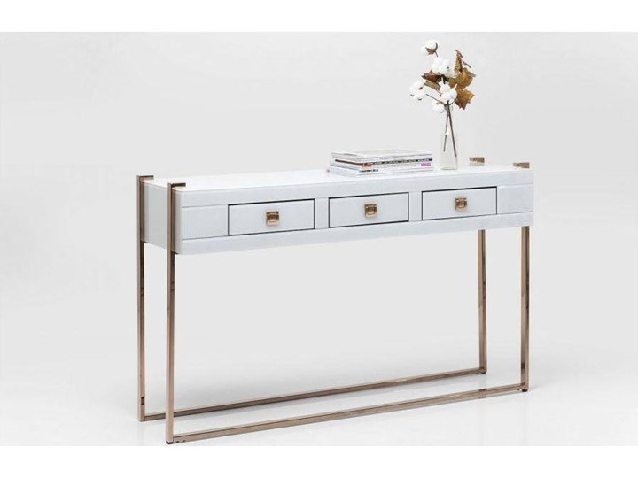 Konsola Elite 134x40 cm biała Płyta MDF Szerokość 134 cm Kolor Biały Stal nierdzewna Szkło Kategoria Konsole
