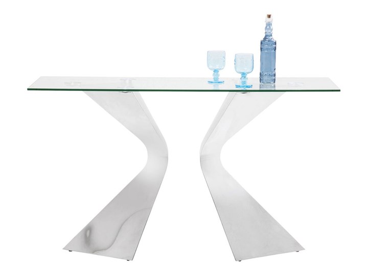 Konsola Gloria 140x45 cm srebrna Kolor Srebrny Szerokość 140 cm Szkło Stal nierdzewna Kategoria Konsole