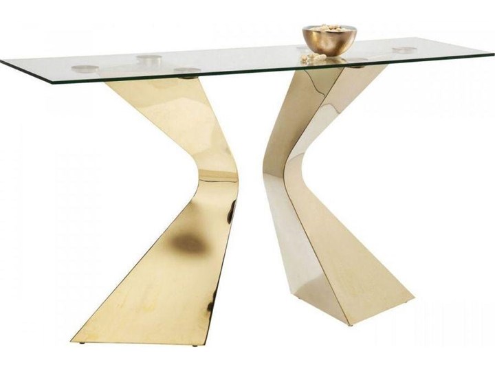 Konsola Gloria 145x45 cm złota Szerokość 145 cm Szkło Szerokość 143 cm Stal nierdzewna Głębokość 40 cm Kolor Złoty Kategoria Konsole