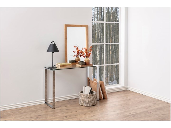 Konsola Duffy 110x40 cm blat szklany Szerokość 110 cm Metal Wysokość 75 cm Szkło Kolor Biały
