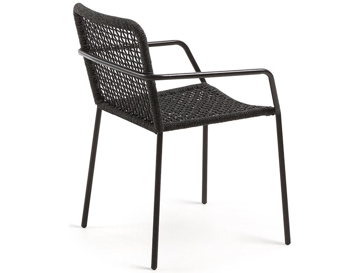 Krzesło Ellen z czarnej liny i galwanizowanej stali Tworzywo sztuczne Metal Kolor Czarny