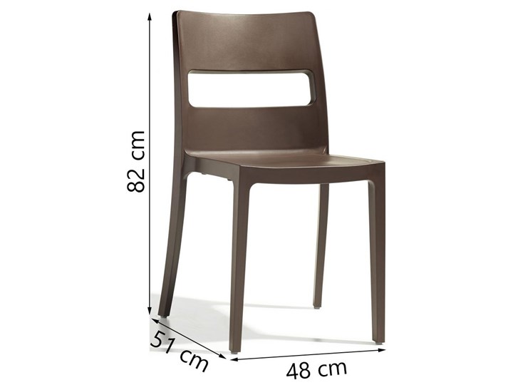 Krzesło Sai 48x82 cm brązowe Tworzywo sztuczne Głębokość 51 cm Szerokość 48 cm Styl Nowoczesny