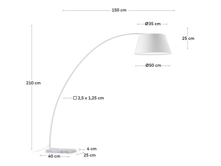 Lampa podłogowa biała 210 cm Metal Tkanina Lampa z abażurem Lampa łukowa Pomieszczenie Jadalnia