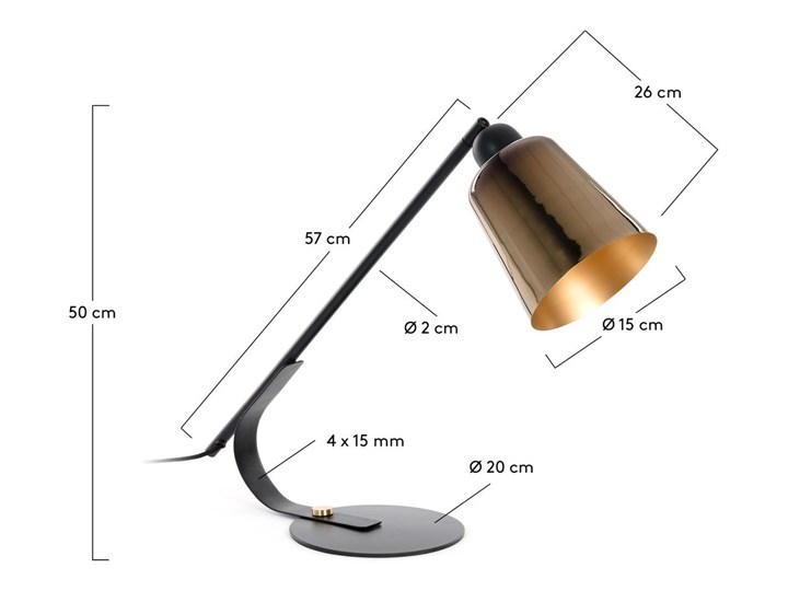 Lampa stołowa Anina z metalu Stal Lampa biurkowa Mosiądz Kolor Biały