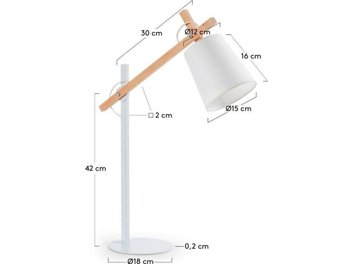 Lampa stołowa Kosta biała Metal Lampa z abażurem Drewno Kolor Biały