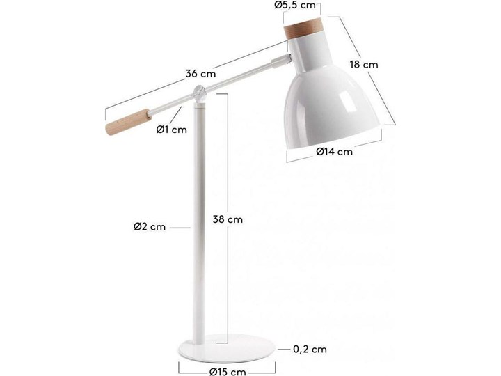 Lampa stołowa Tescarle biała Drewno Kategoria Lampy stołowe Metal Lampa biurkowa Kolor Biały