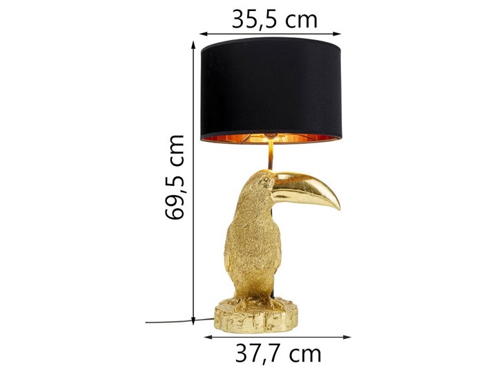 Lampa stołowa LED metalowa złota 38x70 cm Tkanina Lampa z kloszem Funkcje Brak dodatkowych funkcji Tworzywo sztuczne Stal Styl Glamour