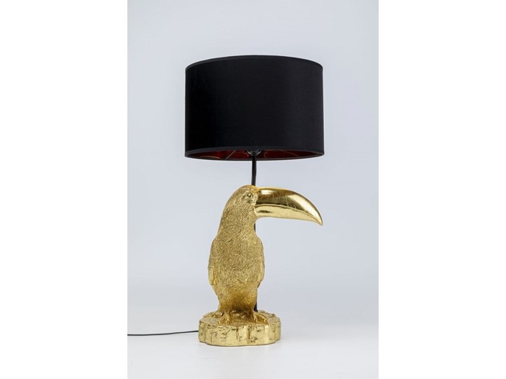 Lampa stołowa LED metalowa złota 38x70 cm Tkanina Stal Tworzywo sztuczne Lampa z kloszem Kolor Biały Styl Nowoczesny