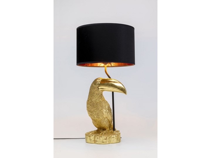 Lampa stołowa LED metalowa złota 38x70 cm Kolor Złoty Lampa z kloszem Tkanina Stal Tworzywo sztuczne Funkcje Brak dodatkowych funkcji