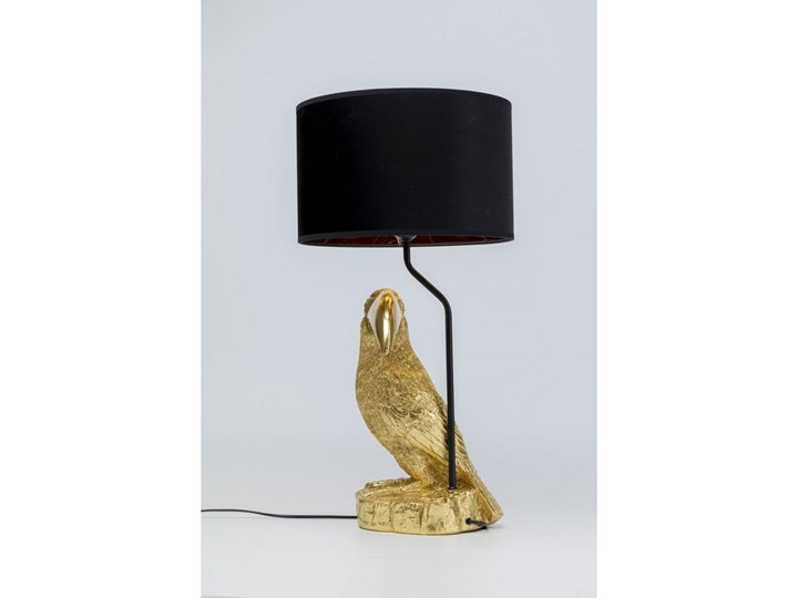 Lampa stołowa LED metalowa złota 38x70 cm Tworzywo sztuczne Tkanina Lampa z kloszem Stal Kategoria Lampy stołowe Kolor Złoty