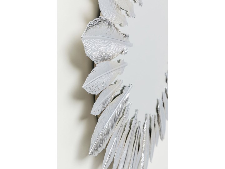 Lustro Feather Dress Ø49 cm srebrne Okrągłe Lustro z ramą Kolor Szary Ścienne Pomieszczenie Sypialnia