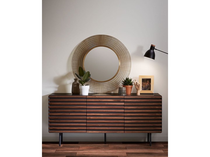 Lustro Place stalowe Ø 80 cm Lustro z ramą Ścienne Okrągłe Kolor Złoty