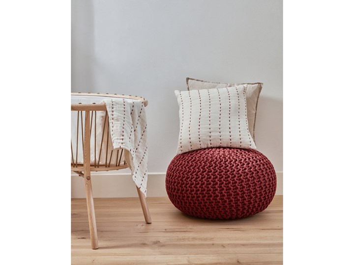 Narzuta Avidal 100% bawełna biała i terakota paski 70 x 70 cm 70x70 cm Kolor Biały