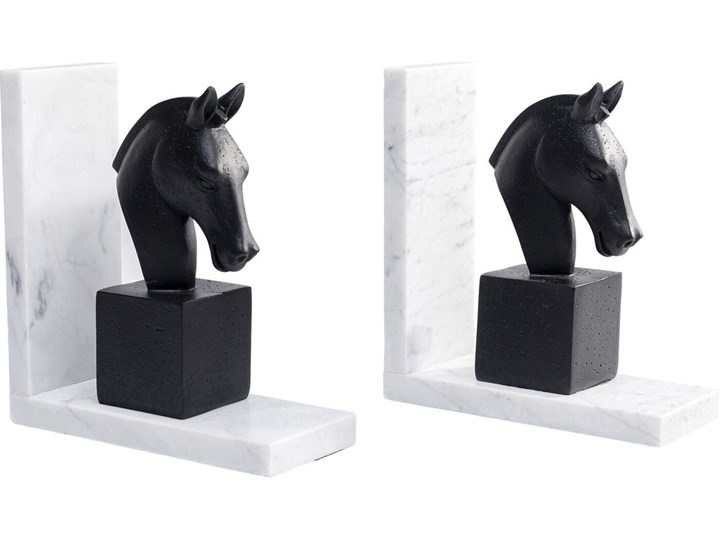 Podpórki na książki Horse 36x21 cm czarno-białe Kolor Biały Kolor Czarny