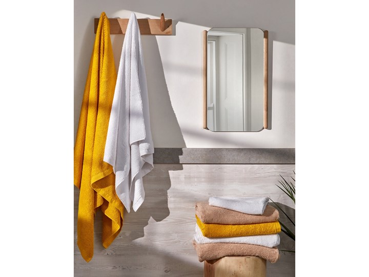 Ręcznik kąpielowy mały Miekki musztardowy Bawełna 70x140 cm Łazienkowe Kolor Żółty Kolor Biały