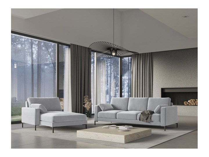 Sofa 3-os. Jade 220x90 cm srebrna Kolor Biały Stała konstrukcja Boki Z bokami
