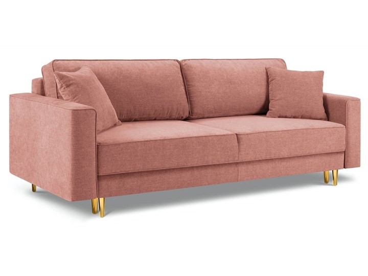 Sofa rozkładana 3-osobowa Dunas 233 cm różowa nogi złote Kolor Różowy Stała konstrukcja Głębokość 102 cm Powierzchnia spania 148x198 cm