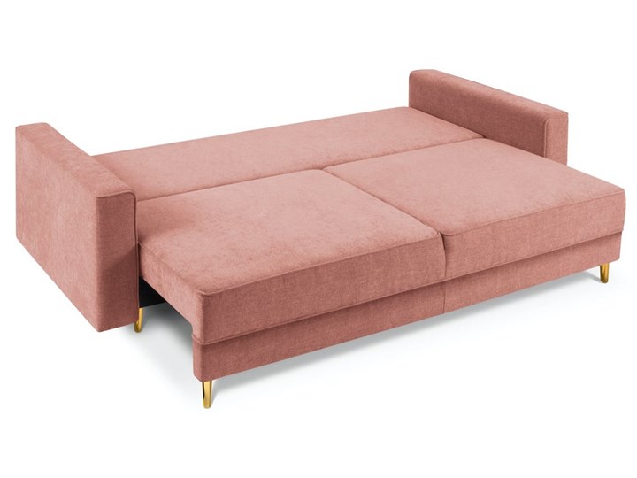 Sofa rozkładana 3-osobowa Dunas 233 cm różowa nogi złote Głębokość 102 cm Stała konstrukcja Wielkość Trzyosobowa Typ Gładkie